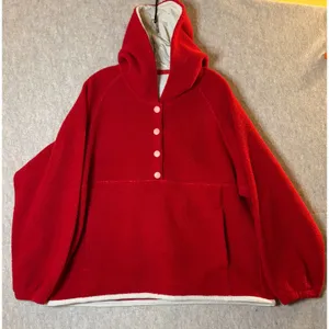 Outdoor Voices MegaFleece Snap Up Hoodie XL Red Wool Blend Fleece Pullover thumbnail 1