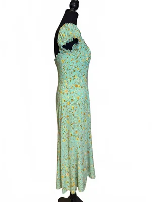 Hello Molly Floral Maxi Dress Cottagecore Puff Sleeve Rayon thumbnail 3