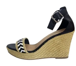 Christian Siriano Black White Boho Espadrille Wedge Sandals Size 11 NWOT Flaw thumbnail 1