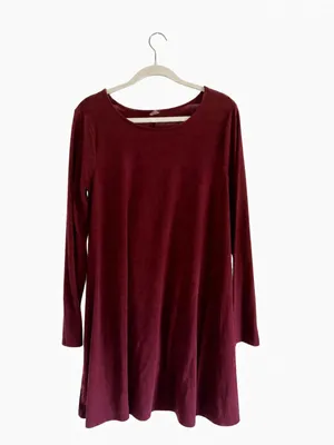 Old Navy Women's Long Sleeve Swing Dress - Burgundy thumbnail 2