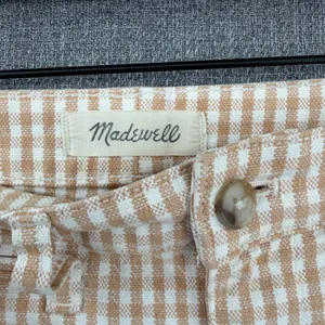 Madewell Slim Emmett Wide-Leg Crop Pants 26 Tan White Gingham Check Cottagecore thumbnail 5