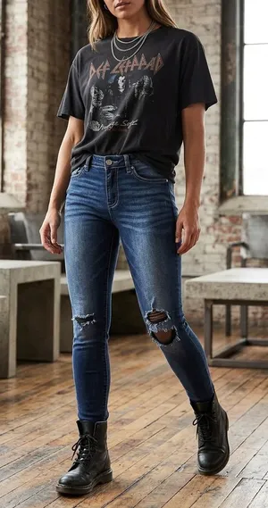 BKE Stella Mid Rise Skinny Ripped Whiskered Jeans 27 thumbnail 1