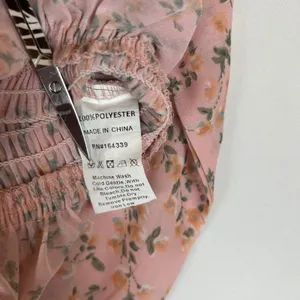 Petal + Pup Pink Floral Smocked Peplum Top Long Sleeve Shirred Blouse Small thumbnail 4