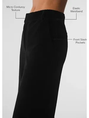 NEW Alo Micro Corduroy Dreamer Wide Leg Trousers Black High-Rise Waist Waisted M thumbnail 4