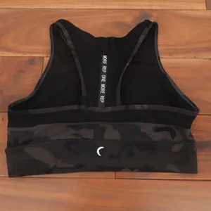 ZYIA Active Sports Bra Womens M Camo Mesh High Neck Black Racerback Excellent thumbnail 2
