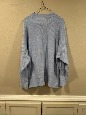 aerie Light Blue Ribbed Crewneck Sweater thumbnail 5