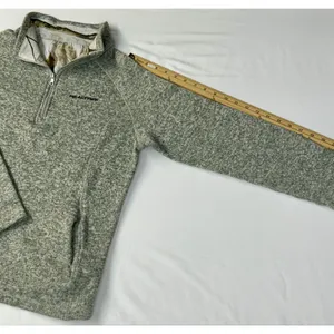 Realtree Women's Quarter Zip Sweater Fleece Pullover Heather Gray Camo L thumbnail 8