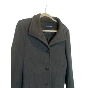Lands' End Button Up Coat Jacket Womens Size‎ 10 Grey Wool Blend Peacoat Office thumbnail 2