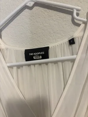 The Kooples semi sheer white Pleated peplum faux wrap Blouse thumbnail 2