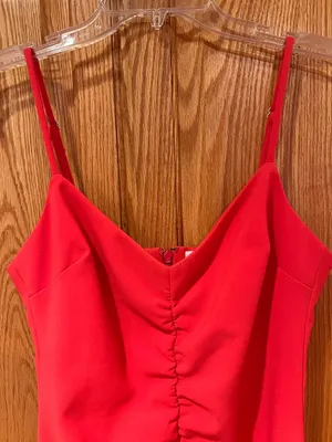 LIKELY Charla Ruched Bodycon Sleeveless Spaghetti Strap Mini Dress Red‎ Size 4 thumbnail 8