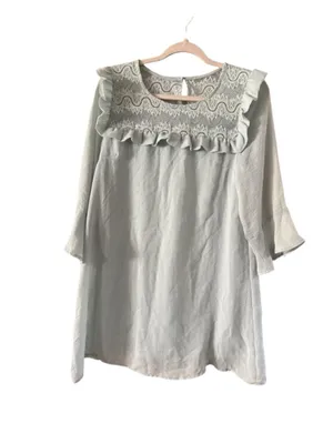 entro Light Sage Lace-Yoke Ruffle Mini Dress thumbnail 6