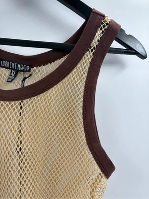 Current mood dolls kill mesh beige brown summer sleeveless tank top size xl NWT thumbnail 6