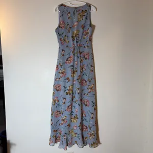 Dress Forum‎ Floral High Low Maxi Dress Surplice Neck Blue Size Medium thumbnail 9