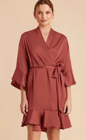 Birdy Grey Matte Satin Wrap Robe in Auburn, XS/S thumbnail 1