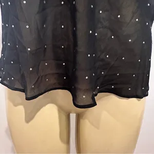 New MNG Chiffon Rhinestone Camisole Top Sz L Black Shirt Limited Edition NWT thumbnail 6