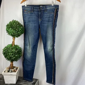 Hudson Luna Skinny Sequins Embellished Side Stripe Blue Jeans 29 thumbnail 2