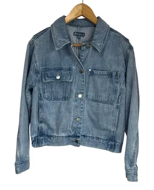 Democracy Denim Jean Jacket‎ Medium 100% Cotton Blue Cropped Classic thumbnail 1