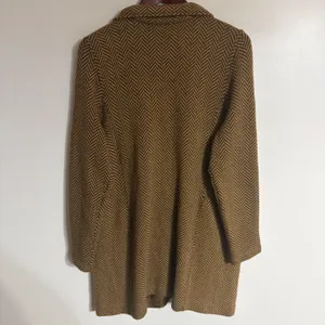 Lauren Ralph Lauren Herringbone Knit Blazer Cardigan Brown Wool Cashmere 1X thumbnail 8