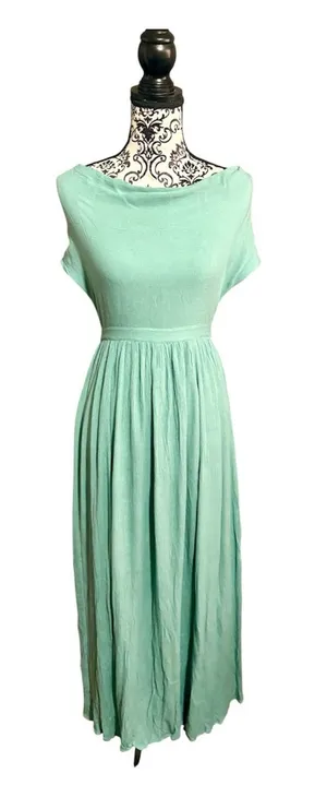 FREE PEOPLE Teal Maxi Dress with Bust Tie thumbnail 1