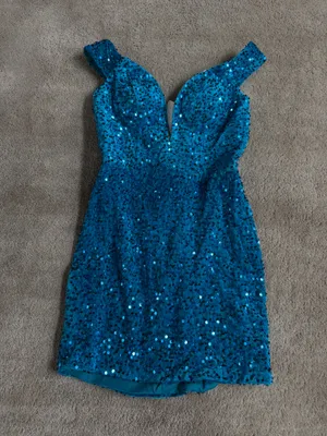 Teal Blue Sequin Lace thumbnail 2
