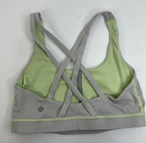 Lululemon Size 6 Energy Bra Medium Support Stretch B / C Cup Gray Lime Green thumbnail 1