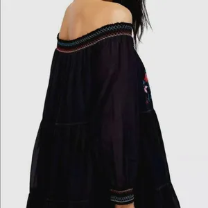 FREE People Embroidered‎ Floral Black boho dress thumbnail 4