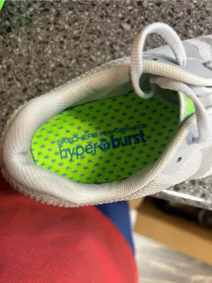 Skechers Light Gray Athletic Sneakers with Neon Green Soles thumbnail 5