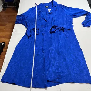 NWT Torrid Royal Blue Jacquard Tie Waist Open Front Trench Coat‎ 2X thumbnail 8