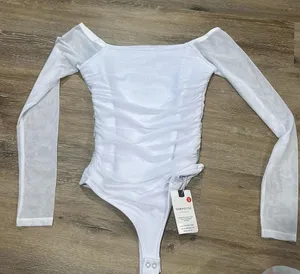 NWT White mesh long sleeve body suit -- small thumbnail 1
