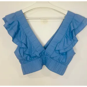 Abercrombie & Fitch Women’s Ruffled Crop M Blue thumbnail 2