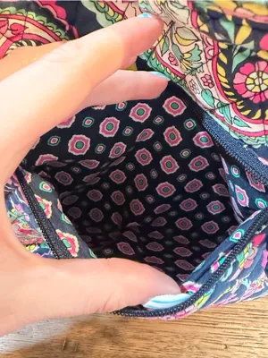 Vera Bradley Navy Quilted Paisley Shoulder Bag with Pink & Green Accents​ thumbnail 9