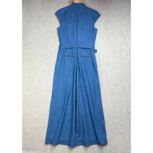 Pilcro and the Letterpress Anthropologie‎ Blue Denim Wide Leg Belted Jumpsuit 2 thumbnail 5