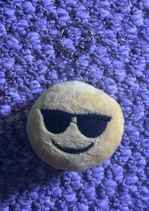 Sunglasses Emoji Plush Keychain - Yellow Smiley Face thumbnail 1