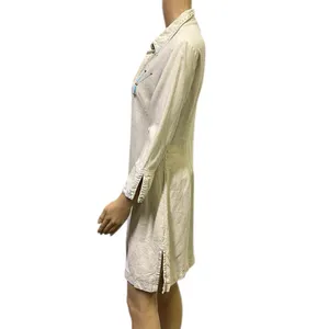 Bahar Linen 3 Quarter Sleeve Button Up Tapered Beaded Shirt Dress Womens 2 thumbnail 7