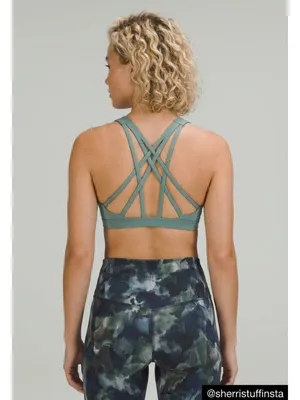 EXCELLENT Lululemon Free To Be Serene Sports Yoga Bra High Neck Pine S 4 C/D thumbnail 2