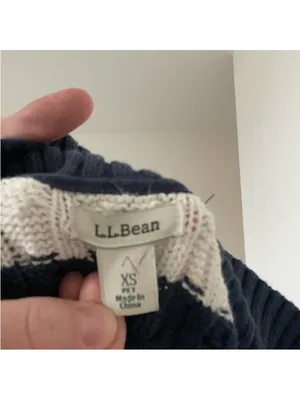 Vintage L.L. Bean Navy Striped Cable-Knit Zip Sweater thumbnail 5