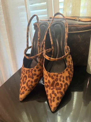 Open Edit Sophia Pointed Toe Slingback Pump in Tan Leopard thumbnail 1