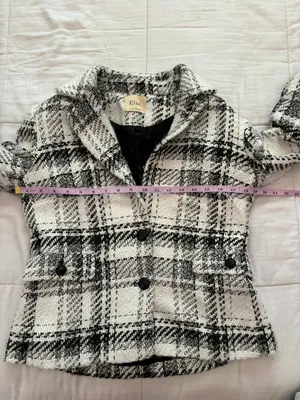 Elie Tahari Tweed Plaid Wool Blazer Size 8 thumbnail 7