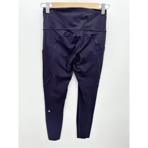 Lululemon Fast and Free 7/8 Dark Purple Pull On Tights Leggings Women's Size 6 thumbnail 2