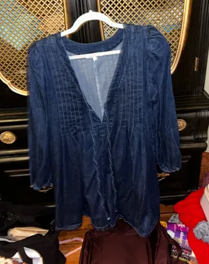 Long sleeve boutique denim romper Blue thumbnail 1