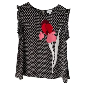 Liz Claiborne Black Diamond Print Floral‎ Sleeveless Top - Size L thumbnail 2