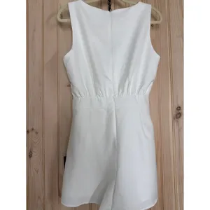 NWT Lulus Rooftop Bar White Sleeveless Faux-Wrap Belted Skort Romper Chic Size S thumbnail 6