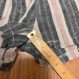 Striped Linen Blend‎ Shorts Juniors XL Grey Cream Red Coastal Beach Boho Casual thumbnail 9
