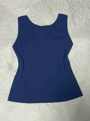 Vintage Jones New York Blue Fitted Tank M 90s Y2K Minimalist thumbnail 3