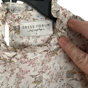 Dress Forum Los Angeles Dress Womens Beige Floral Sheer Lined thumbnail 4
