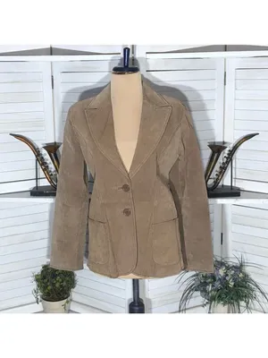 Vintage Y2K Suede Leather Blazer Coat Camel Brown Size M thumbnail 9