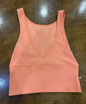 lululemon athletica Ribbed V-Neck Cropped Tank in Coral thumbnail 1
