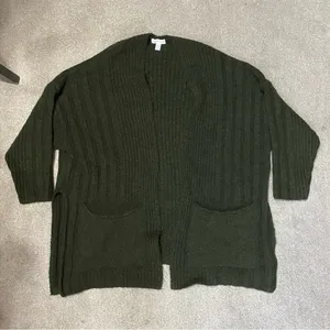 TopShop Green Oversized Open Front Knit Cardigan Size S thumbnail 3