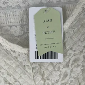 Anthropologie Lilka Ivory Lace Stretch 3/4 Sleeve Swing Top Lightweight Sheer‎ thumbnail 3