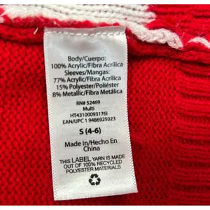 Ugly Christmas Holiday Sweater Button‎ Up Cardigan Red Sequin Trees Sz S (4-6) thumbnail 4